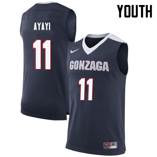 Youth Gonzaga Bulldogs #11 Joel Ayayi College Basketball Jerseys Sale-Navy